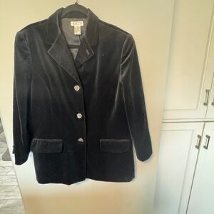 Vintage Retro Talbots Women's Sz 16‎ Black Velvet career Blazer Business 90s